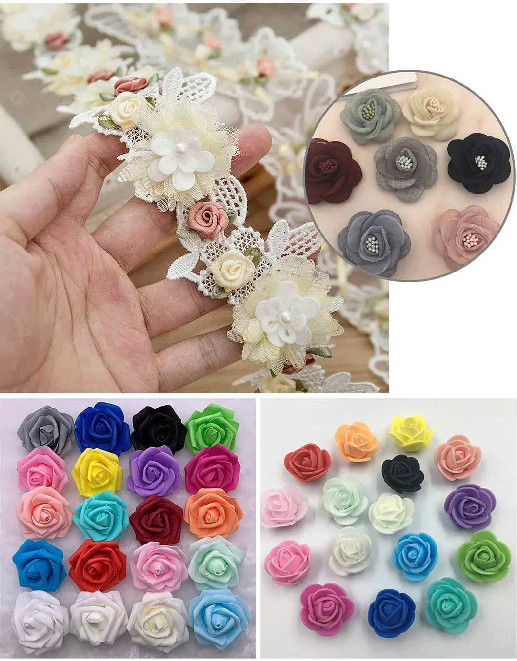 Wholesale Eco-Friendly Custom 3D Water-Soluble Embroidery Flowers Patches